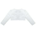 thumbnail image 4 of Mufeng Toddler Big Girls Long Sleeve Bolero Jacket Shrug Short Cardigan Sweater Wedding Holiday White 120, 4 of 6