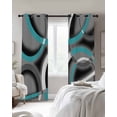 thumbnail image 2 of Blackout Curtains for Bedroom, Turquoise Geometric Room Darkening Window Drapes for Living Room, Grey Classic Abstract Lines Striped Thermal Insulated Grommet Curtains, 27.5x39 inch, 2 Panels, 2 of 9