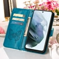 thumbnail image 5 of Dteck For Samsung Galaxy S21 FE Flip Wallet Stand Case,360 Protection Shockproof Luxury Diamond Embossed Butterfly PU Leather+Hand Strap Cover.For Samsung Galaxy S21 FE,Blue, 5 of 7