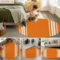 thumbnail image 6 of 4ft Round Rug, Thanksgiving Non-Skid Rubber Backing Large Area Rugs - Living Room Bedroom Home Office, Fall Luxurious Orange White Striped Harvest Autumn Indoor Floor Mat Carpets Washable Rug, 6 of 9