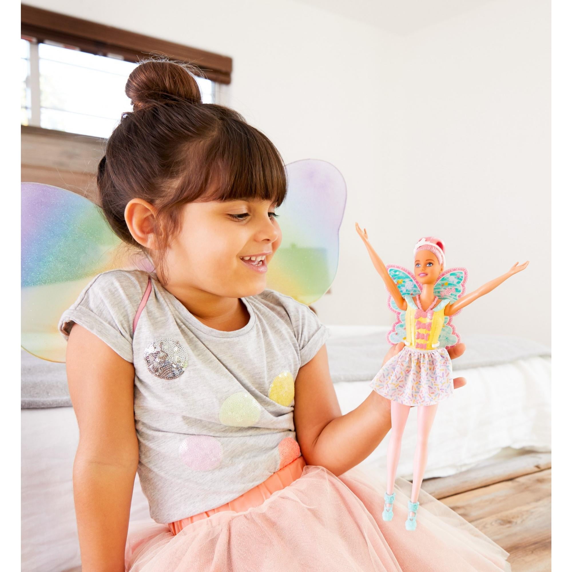 Barbie Dreamtopia Fairy Doll, Pink Hair & Candy-Decorated Wings