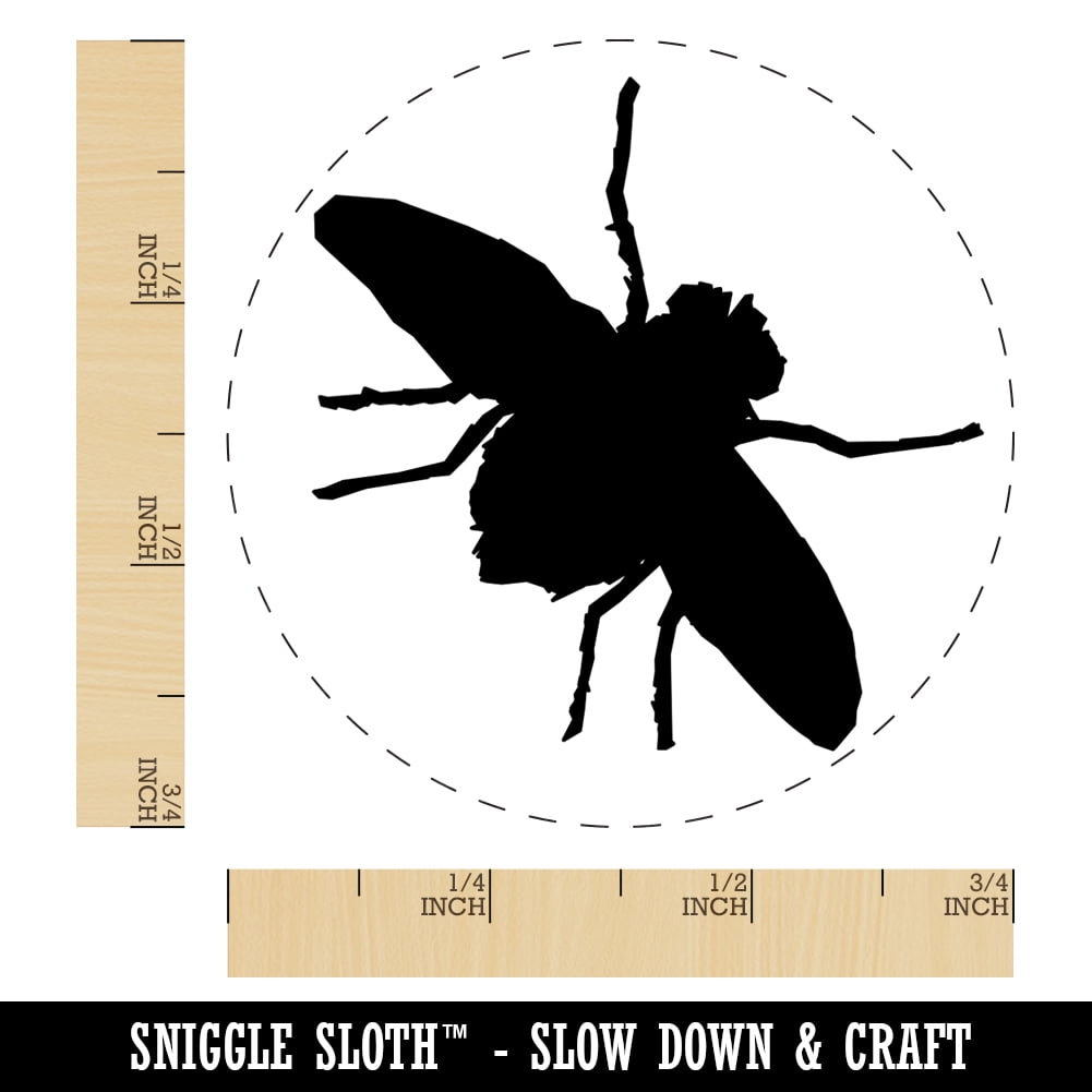 Fly Insect Sketch Self-Inking Rubber Stamp Ink Stamper - Fuchsia Ink - Small 3/4 Inch