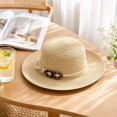 thumbnail image 6 of Yifymode Straw Sun Hat for Women Wide Brim Vintage Boater Summer Beach | Versatile for all season and occasions;Garden,daily,date,travel, 6 of 6