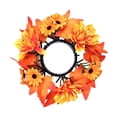 thumbnail image 7 of Thanksgiving Candle Ring, Autumn Pumpkin and Maple Leaf Candle Wreath with Harvest Pumpkin and Berry, Seasonal Candle Centerpiece for Fall Home Table Decor, 7 of 7