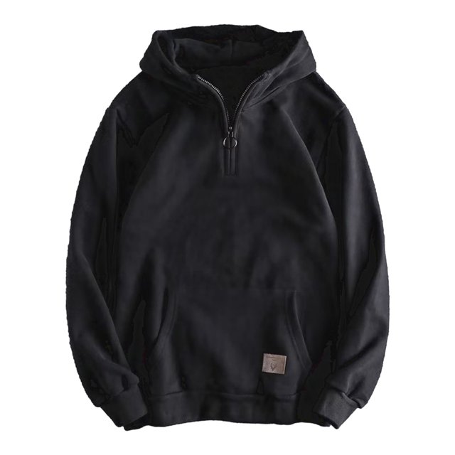 Lohuatrd - Sudadera con capucha para hombre, otoño e invierno, con cremallera decorativa, gruesa, de manga larga, holgada, con puños elásticos, cálida, con bolsillo grande, de longitud media, estilo