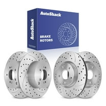 AutoShack Front & Rear Drilled & Slotted Brake Rotors | Replacement For 2011-2016 Kia Sportage 2010-2015 Hyundai Tucson 2.0L 2.4L AWD | Silver Matte Finish | 4-PC Set | TurboGuard