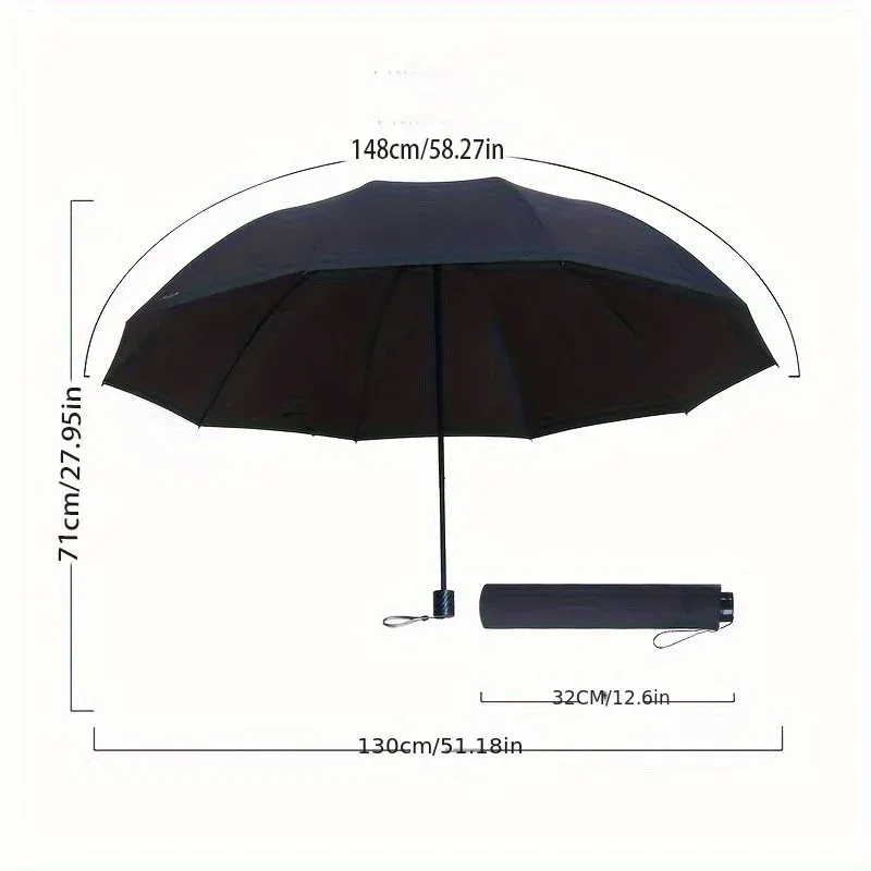 Extra-Large Folding Umbrella Heavy-Duty Reinforced Compact Travel Windproof Unisex  Protection Umbrellas for Business & Home Use