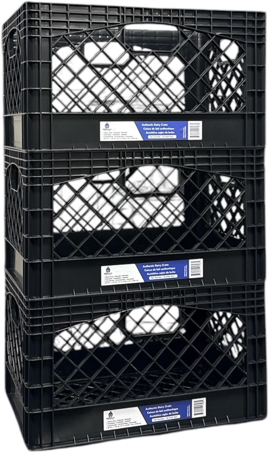 Buddeez Durable Plastic Classic Milk Storage Crate, Blue (2-Pack