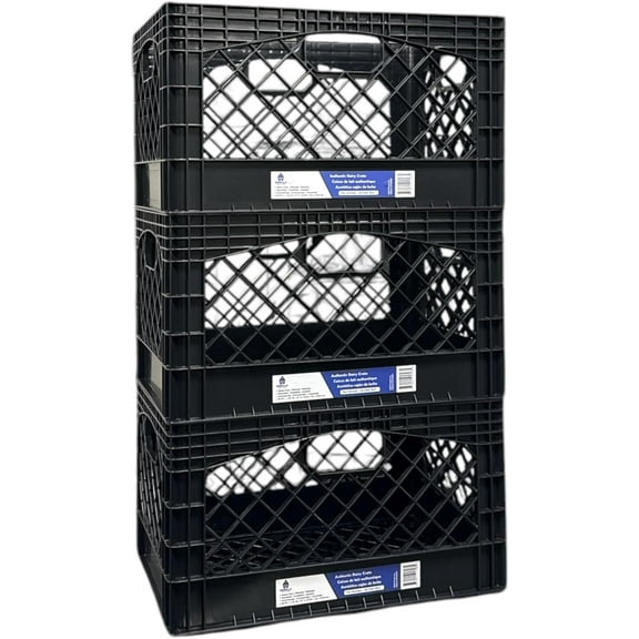 Gorilla Crate 24QT 3 Pack Milk Crate Black