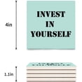 thumbnail image 3 of RYLABLUE Invest in Yourself Set of 4 Coaster for Drinks, Absorbent Ceramic Stone Coasters Cup Mat with Cork Base for Home Kitchen Room Coffee Table Bar Decor, 3 of 4
