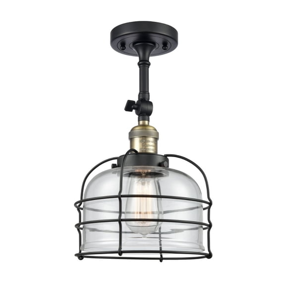 201F-BK-G78-CE-LED-Innovations Lighting-Large Bell Cage - 8 Inch 3.5W 1 LED Semi-Flush Mount Matte