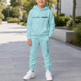 thumbnail image 2 of CONZONE Toddler Boys Outfits 2 Piece Letter Graphic Long Sleeve Hoodies Pants Set Cozy Fall Winter Clothes for Kids, 2 of 5