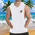 thumbnail image 2 of Taqqpue Men's Workout Hooded Tank Tops Summer Solid Color Sleeveless Gym Hoodies Bodybuilding Hawaiian Palm Tree Print T-Shirts Hawaii Beach Vacation, 2 of 7