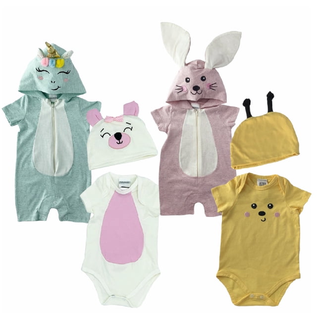 Kit 4 Pañaleros Animalito Kiss Unicornio Osita Coneja Abeja Talla 3 Meses