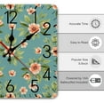 thumbnail image 2 of Floral Teal Pattern Wall Clock Silent Non-Ticking For Home Office Decor, Decorative Clock Art, 2 of 7