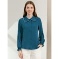 thumbnail image 3 of INSPIRE CHIC Women's Sweet Ruffle Peter Pan Collar Button Up Work Shirts, 3 of 6