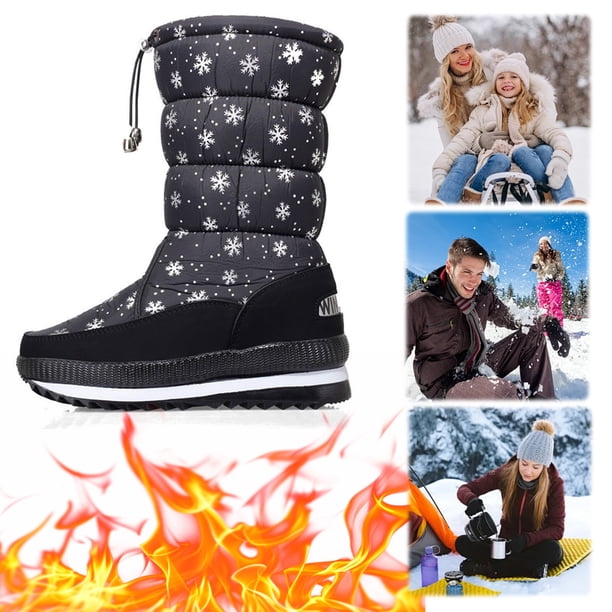 Botas Suela Gruesas Engrosar Las Invierno para Mujeres Nieve Con Forrado Impermeable Sin Deslizamiento Viajes Al Aire Libre