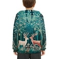 thumbnail image 4 of Xoenoiee Pullover Hoodies Hooded Sweatshirt with Front Kangaroo Pocket Long Sleeve Sweater Fall Winter Tops for Kids Workout Travel, Retro Floral Sika Deer Pattern, M, 4 of 7