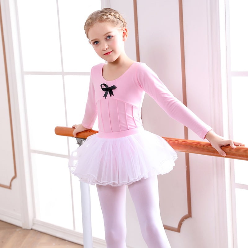 Xmarks Toddler Girls Long Sleeve Ballet Leotards Dance Dresses Tutu Outfit  Ballerina with Skirt Pink Top+White Skirt - Walmart.com