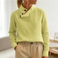 thumbnail image 2 of Bainana Womens Shirts Solid Color Stand Collar Long Sleeve Tops Soft Comfort Fit Ladies Work Business Casual Wear T-Shirts Light Yellow Size Xxl, 2 of 4