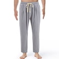 thumbnail image 1 of AherBiu Mens Linen Pants Drawstring Elastic Waisted Straight Leg Trousers Causal Loose Summer Fall Beach Pants, 1 of 8