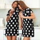 thumbnail image 4 of Balery Black and White Polka Dot Camisón de manga corta con cuello redondo para mujer, cómodo y elegante., 4 of 6