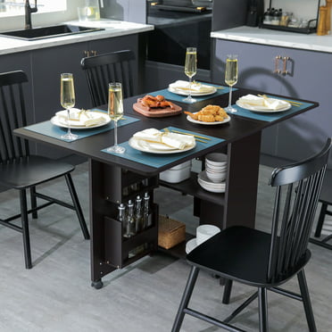 WAYTRIM Folding Dining Table Versatile Dinner Table with 6 Wheels and 2 ...