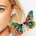 thumbnail image 3 of Earrings Silver Colorful Earrings with Rhinestones Colorful Earrings Female Exaggerated European and Retro Earrings, 3 of 3
