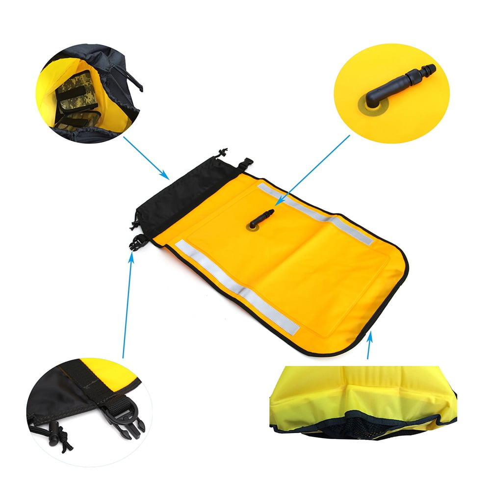 CENL Nylon Inflatable Paddle Floating Bag Luminous Yellow for Kayak and Rubber Boats