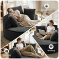 thumbnail image 4 of COOLHUT 59" Oversized Round Chaise Lounge Sofa, Cozy Round Chaise Lounge Sofa Bed, Fluffy Plush Deep Seat Sofa, Comfy Upholstered Sleeper Couch for Living Room, Bedroom, Black, 4 of 11