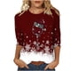 thumbnail image 1 of Camisetas de Navidad para Mujeres, 3/4 Manga Cuello Redondo Blusa con Estampado de Vacaciones, Top de Moda Casual, 1 of 5