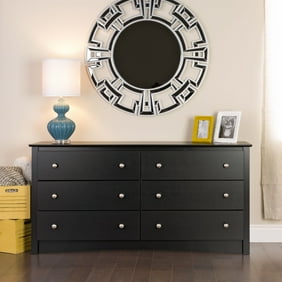 Nouvelle 6 Drawer Dresser Black Walmart Com