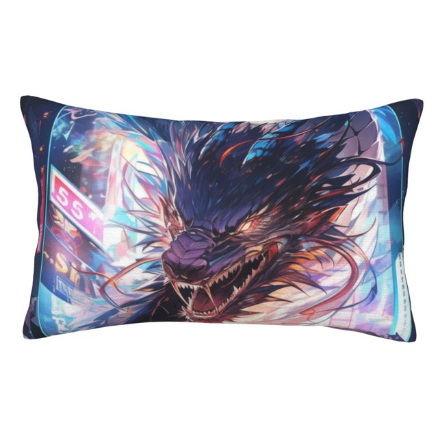 Balery Urban Style Colorful Dragon Funda de Cojín Estampada, Regalos para Mujeres, Regalos de Amor para Ella, Regalos para Novia o Esposa, Funda de Almohada-14"x20"