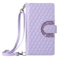 thumbnail image 2 of Crossbody Wallet Case for iPhone 16 Plus Glitter PU Leather Phone Case with Card Slots Kickstand Wrist Strap Cover Magnetic Closure Flip Handbag Zipper Purse Case for Women Girls, Purple, 2 of 10