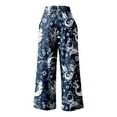 thumbnail image 5 of Fiaer,Womens Oversized Elastic Waist Palazzo Pants,Women's Loose Fit Printed Lounge Trousers,Ladies Casual Trendy Comfy Breathable Going out Daily Slacks with Pockets Navy XXXL, 5 of 5