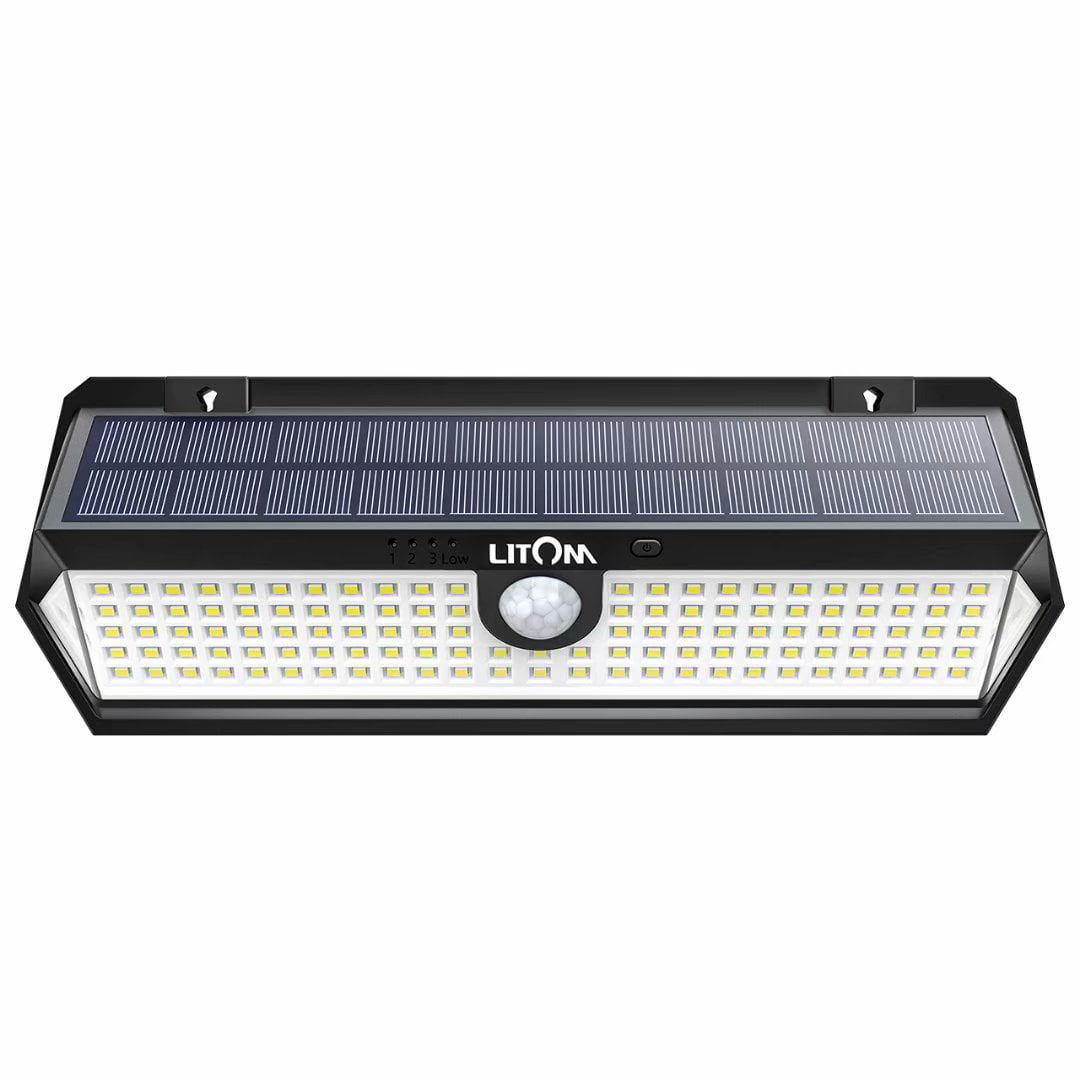 Litom 100LED Solar Power LightOutdoor Motion Sensor Yard Garden Wall Lamp 4 Pack 