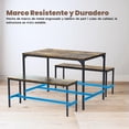 thumbnail image 4 of Juego de Comedor 4 Personas Mesa Rectangular 110x70cm con 2 Bancas Estilo Industrial Color Madera, 4 of 8