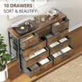 thumbnail image 4 of Commode pour Chambre, Meuble Télé pour Télé de 55”, Centre de Divertissement avec 10 Tiroirs, Unité d'Organisation de Rangement pour Salon, Garde-Robe, Entrée, Couloir (Brun Rustique), 4 of 9