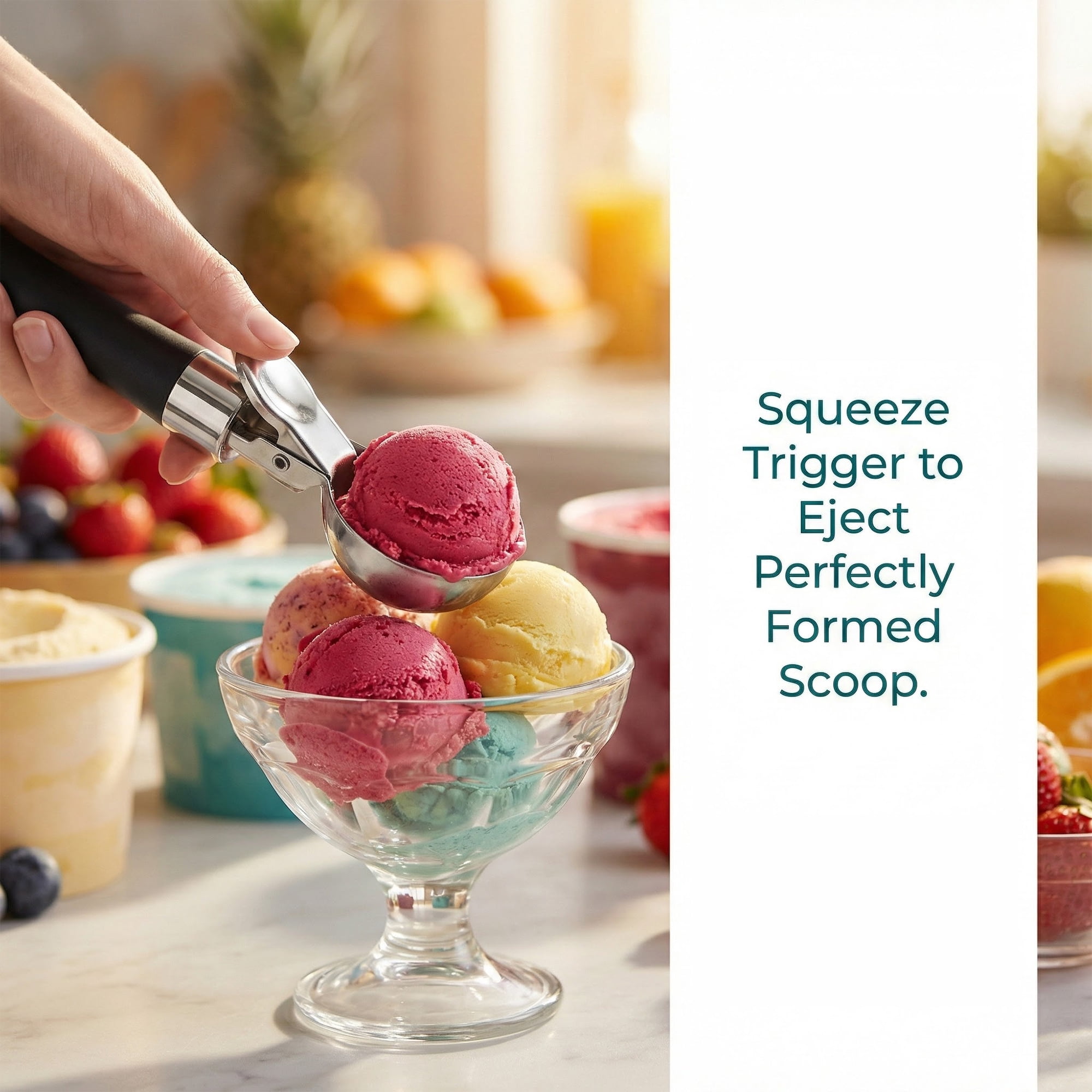 Unique Bargains Stainless Steel Ice Cream Scoop with Ergonomic Handle Black