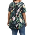 thumbnail image 3 of Leutsin Blouse à Manches Courtes à Imprimé Floral pour Femmes, Tunique à Col en V Boutonnée, Hauts Fluides, 3 of 5