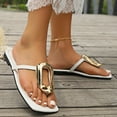 thumbnail image 4 of Buckle Flat Sandals for Women 2025 Summer Fashion Casual Square Open Toe Flip Flop Beach Dressy Thongs Slides, 4 of 10