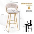 thumbnail image 3 of Gymax 2PCS Velvet Bar Stool 29'' Bar Height Stools Metal Legs w/ Woven Backrest & Gold Beige, 3 of 5