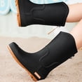 thumbnail image 5 of XIMIN Women's Solid Color Rain Boots Mid-Calf Platform Heel Shoes for Daily Wear Comfortable Slip Long Boots Comfortable Fashionable Durable Footwear, 5 of 5
