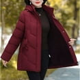 thumbnail image 6 of Christmas Gift Ofreoo Women's Winter Casual Loose Fashion Color Pocket Zippered Tops Reversible Long Cotton Coat Winter Coats for Women, 6 of 8