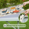 thumbnail image 6 of Elastic Fit Tablecloth with Subtle Floral Pattern, 34x34 Inch Waterproof Polyester for Casual Dining, 6 of 6