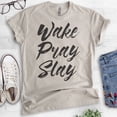 thumbnail image 2 of Wake Pray Slay T-shirt, Unisex Women's Men's Shirt, Workout Shirt, Gym Shirt, Exercise Shirt, Light Silk Gray, Medium, 2 of 6