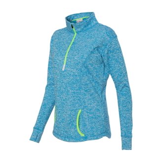 J America Women's Colorblock Cosmic Hoodie - CHR FLK/ Emerald Green Fleece Zip-Up 3 thumbnail image