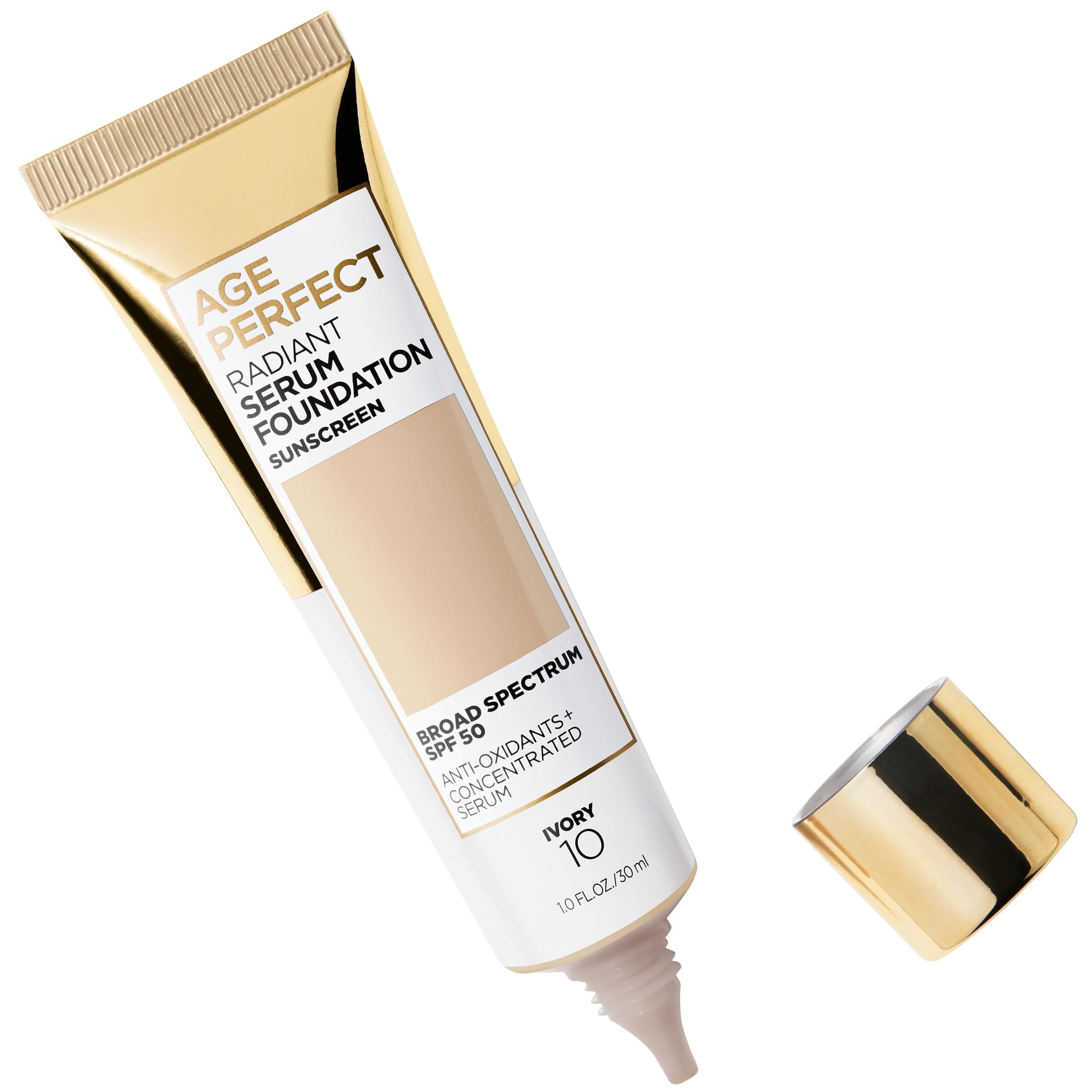 (3 pack) L'Oreal Paris Age Perfect Radiant Serum Foundation Makeup, 10 Ivory, 1 fl oz