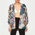 thumbnail image 1 of Mujeres Chifón Playa Kimono Mariposa Aves Hojas Impresión Frente Abierto Loose Thin Bikini Cover Up Abody XL, 1 of 7