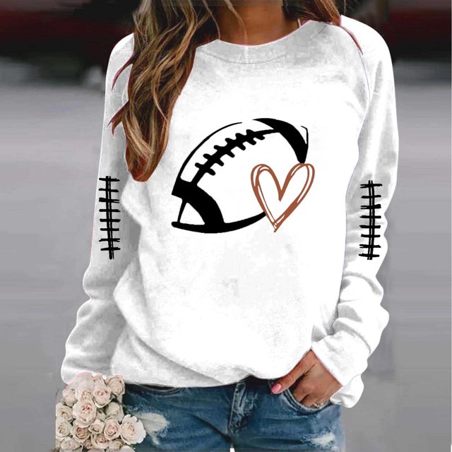 DPTALR Women's Breast Printed Round Neck Long Sleeve Top Sweater